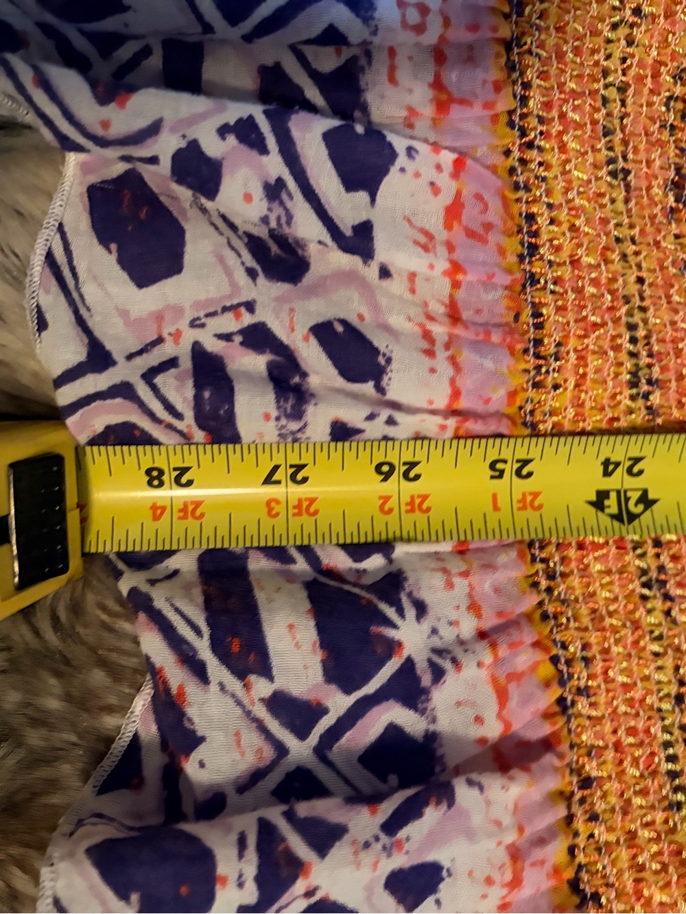 Indigo Moon Denim 2X Boho Peasant Top Coral Pink Mixed Print Smocked Plus Size - Picture 6 of 7